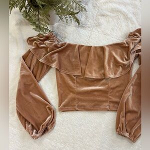 Forever 21 Velvet Mauve/Pink Off the Shoulder Top